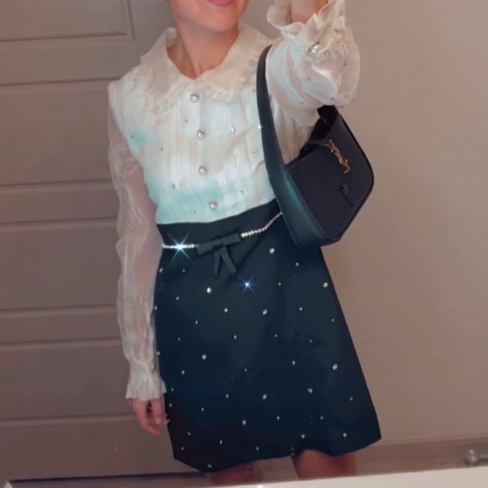 Miu Miu Crystal Bow Baby Doll Dress